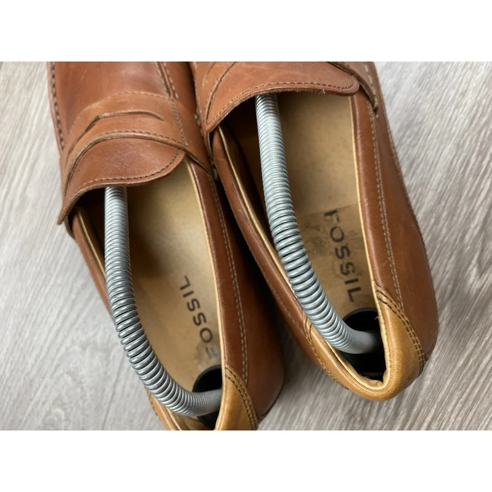 Fossil Men's Leather Slip On‎ Penny Driving Loafers Brown Size 9
